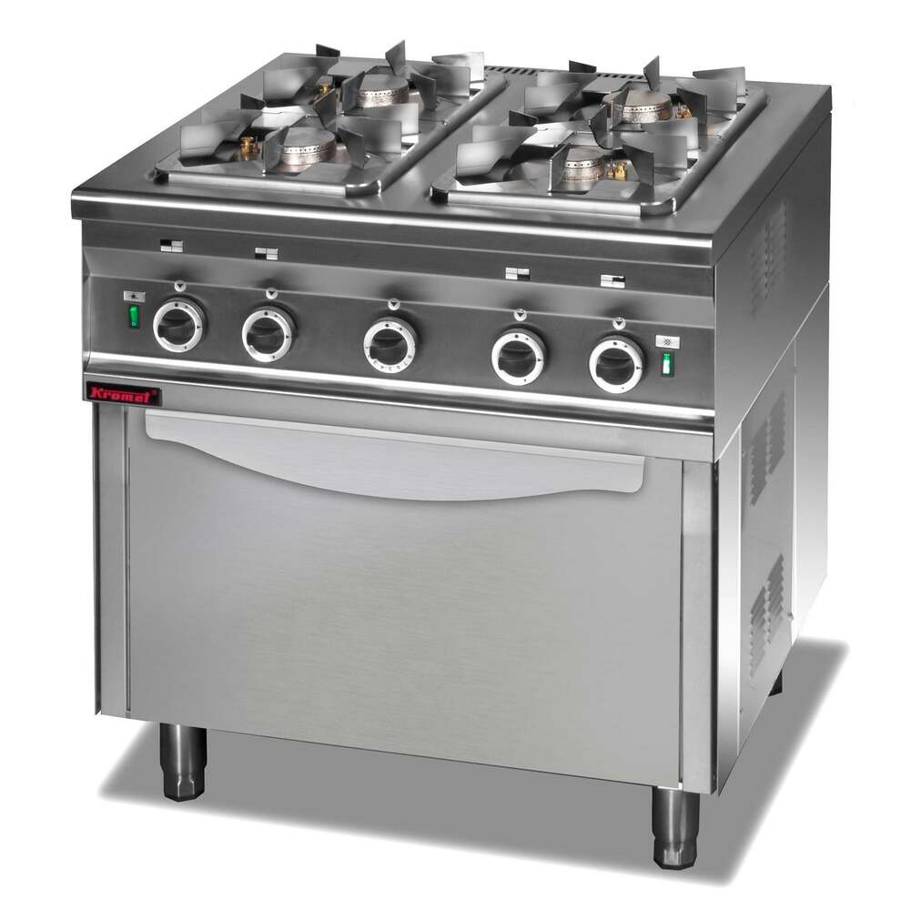 Kuchnia gazowa 4-palnikowa z piekarnikiem gazowym 800x700x900 mm | Kromet 000.KG-4s/PG-2