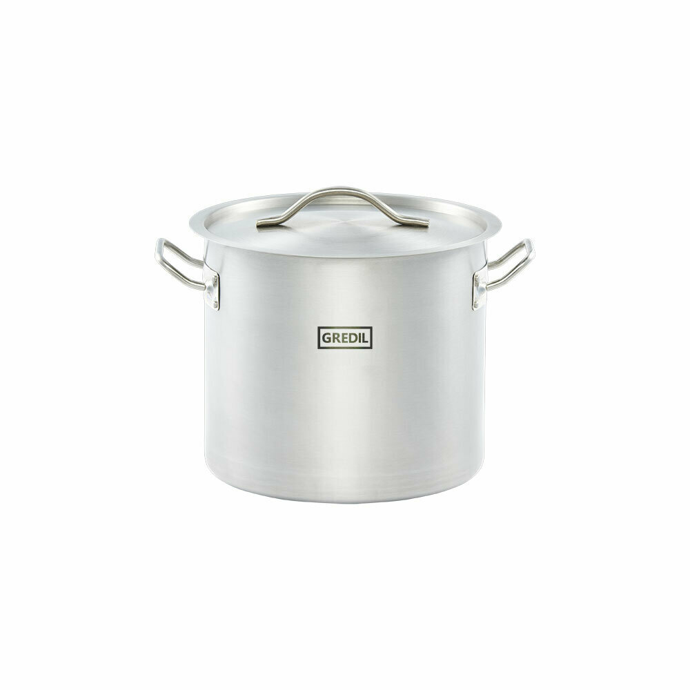 Garnek wysoki z pokrywką stalowy Ø240 mm 9L | Gredil 011245