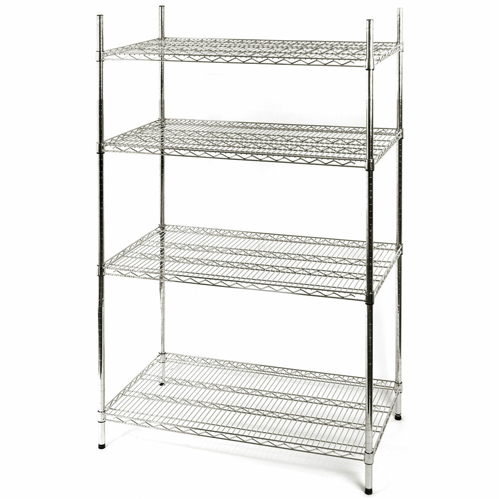 Regał gastronomiczny ze stali chromowanej 4-półkowy, składany, 1525x610x1800 mm | Stalgast 681152
