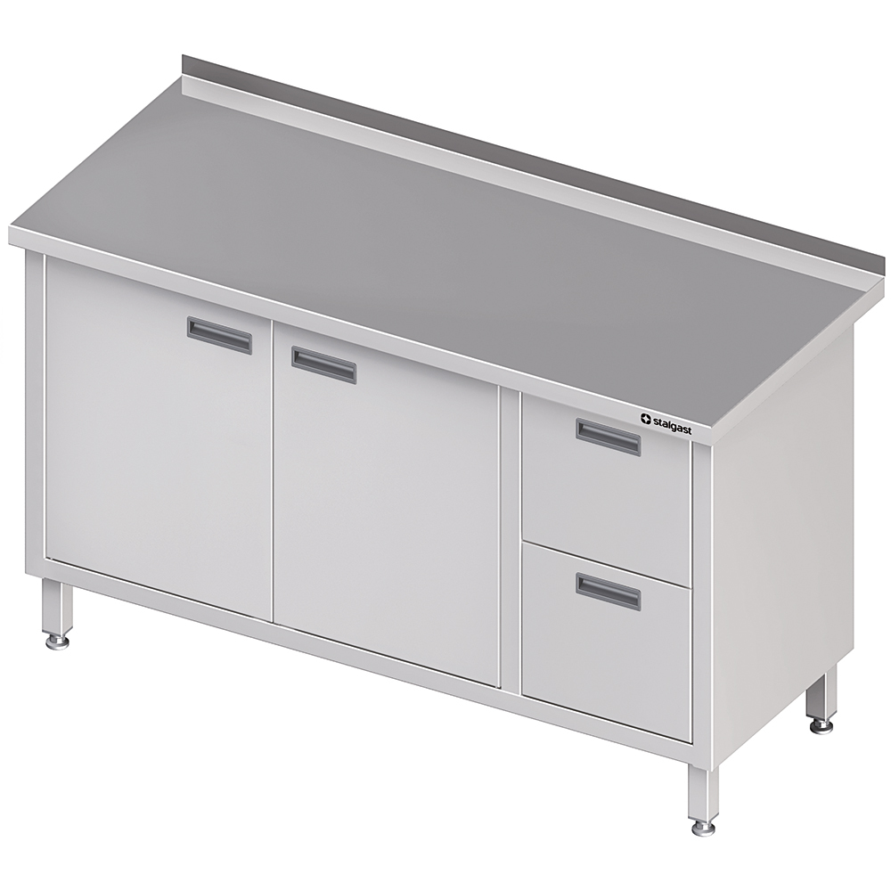Stół przyścienny z blokiem dwóch szuflad (P),drzwi skrzydłowe 1400x700x850 mm | Stalgast 980337140