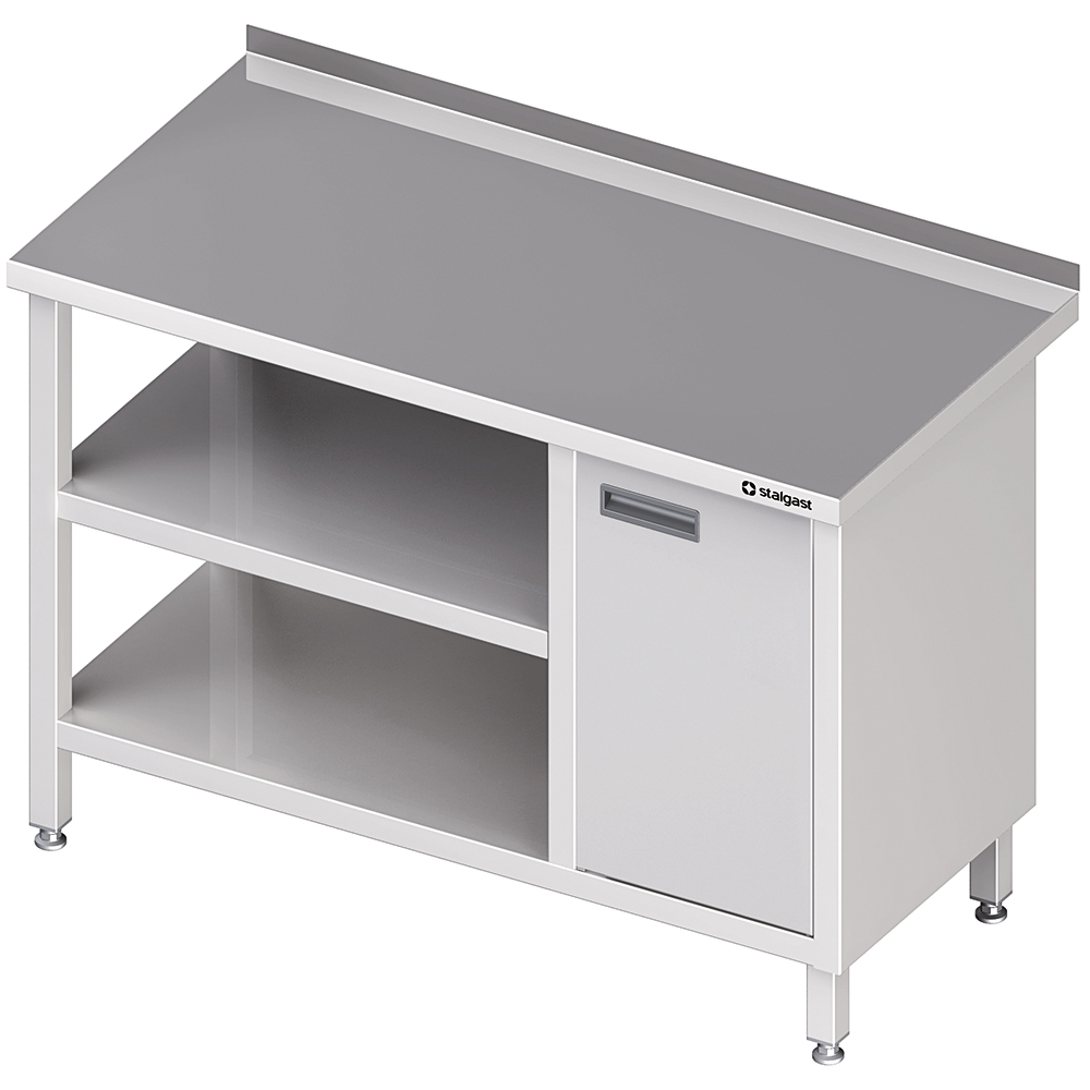 Stół przyścienny z szafką (P),i 2-ma półkami 900x700x850 mm | Stalgast 980537090