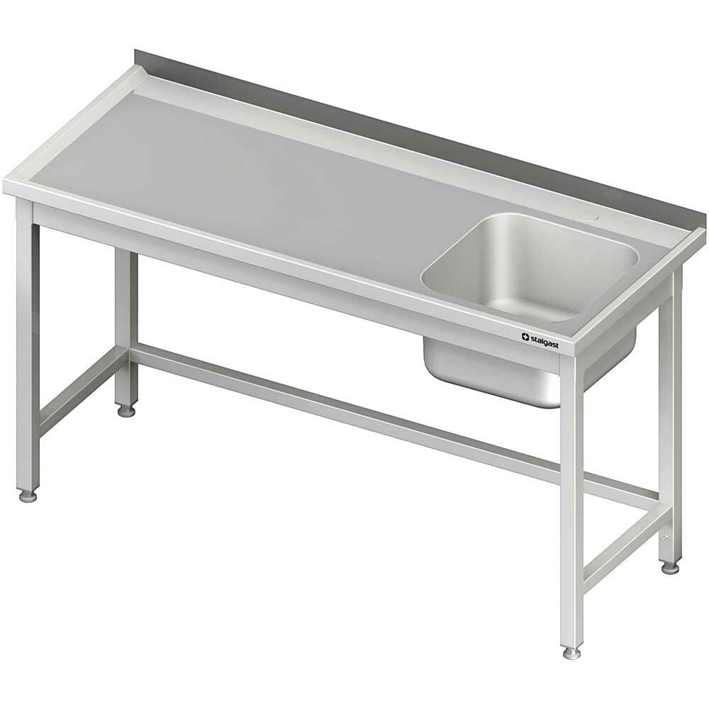 Stół ze zlewem 1-kom.(P),bez półki 1800x600x850 mm | Stalgast 980656180