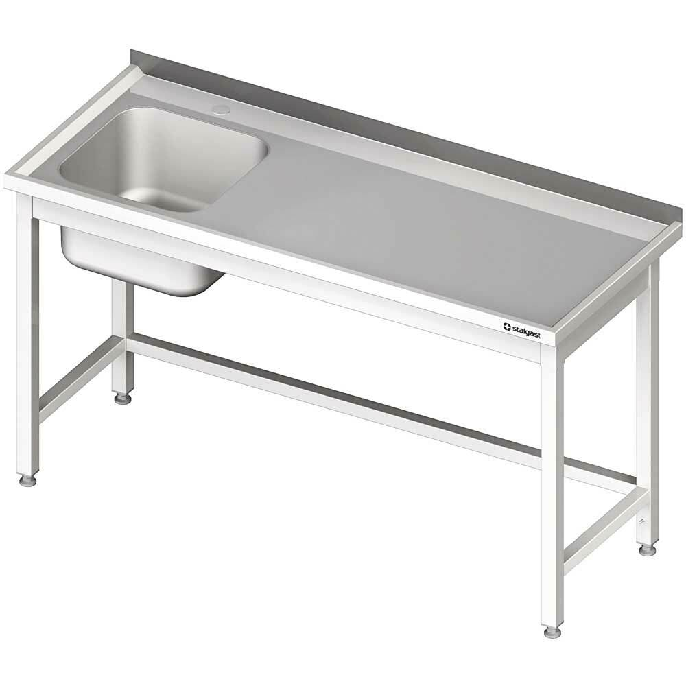 Stół ze zlewem 1-kom.(L),bez półki 1600x600x850 mm | Stalgast 980676160