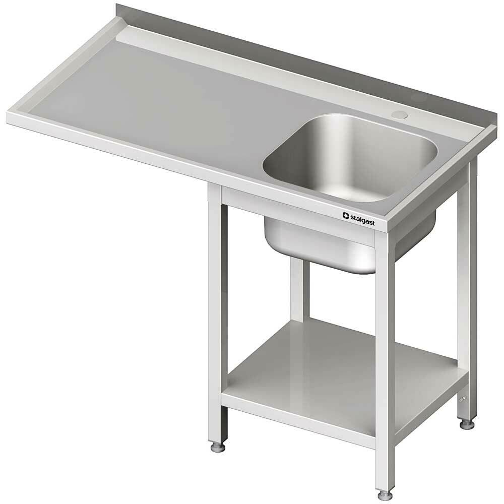 Stół ze zlewem 1-kom.(P) i miejscem na lodówkę lub zmywarkę 1700x700x900 mm skręcany | Stalgast 980957170