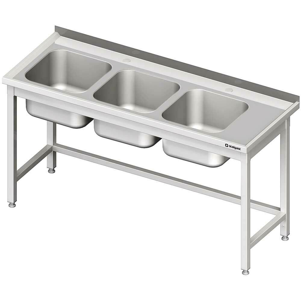 Stół ze zlewem 3-kom.(L),bez półki 1800x600x850 mm | Stalgast 981126180
