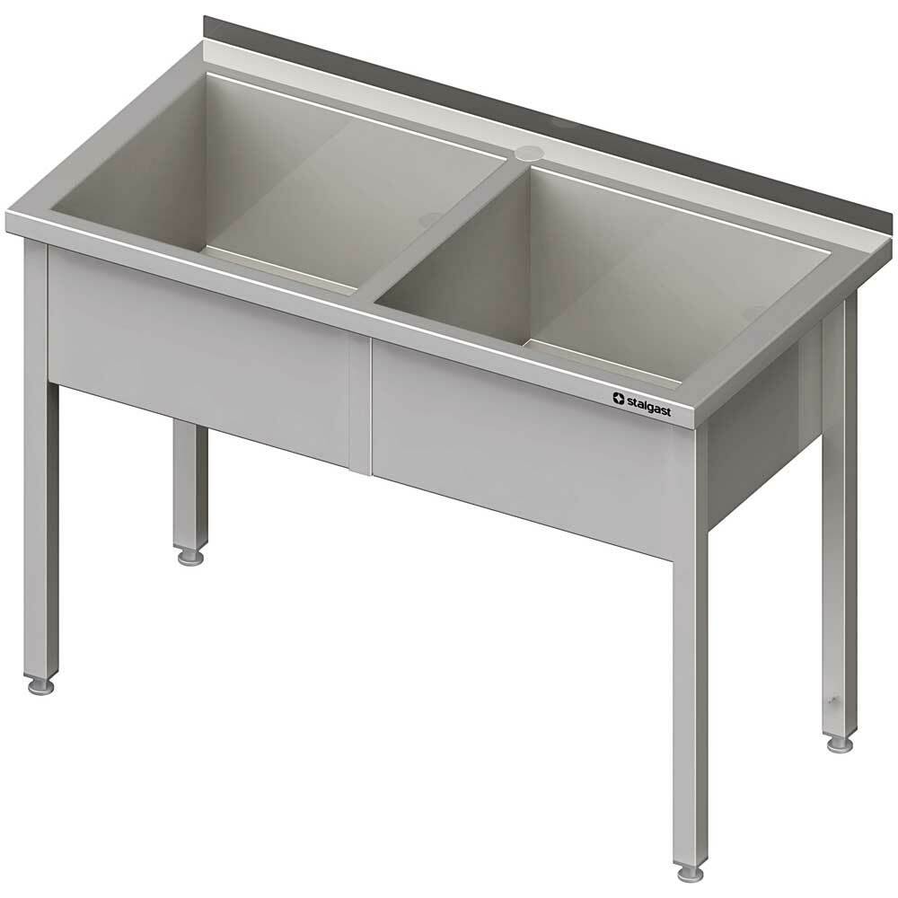 Stół z basenem 2-komorowym spawany 1600x700x850 mm h=300 mm | Stalgast 981377160