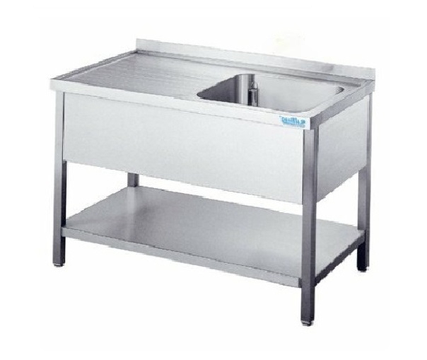 Zlew 1-komorowy (P) nierdzewny z półką 1200x700x850(900) mm | Rilling AST0712C1RTZ