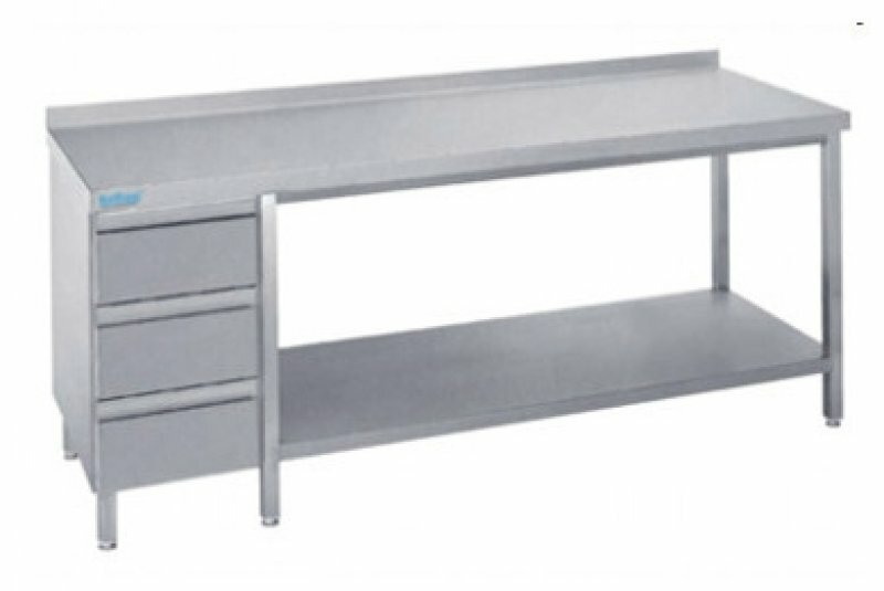 Stół nierdzewny z półką i blokiem 3 szuflad - 1200x700x850(900) mm Rilling-Krosno Metal, ATZ0714CS3L0 | Rilling-Krosno Metal ATZ 0712C S3L0