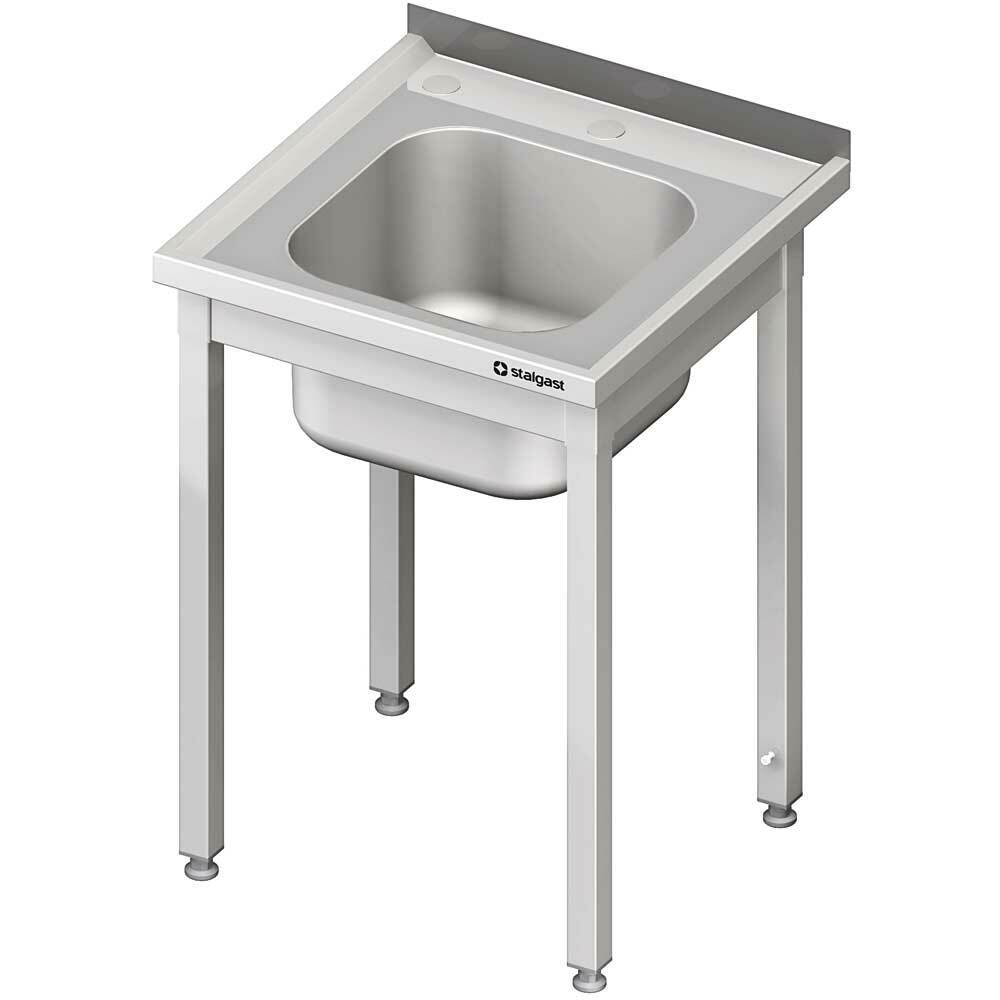 Stół ze zlewem i otworem pod rozdrabniacz, bez półki 700x700x850 mm spawany | Stalgast 980637070S