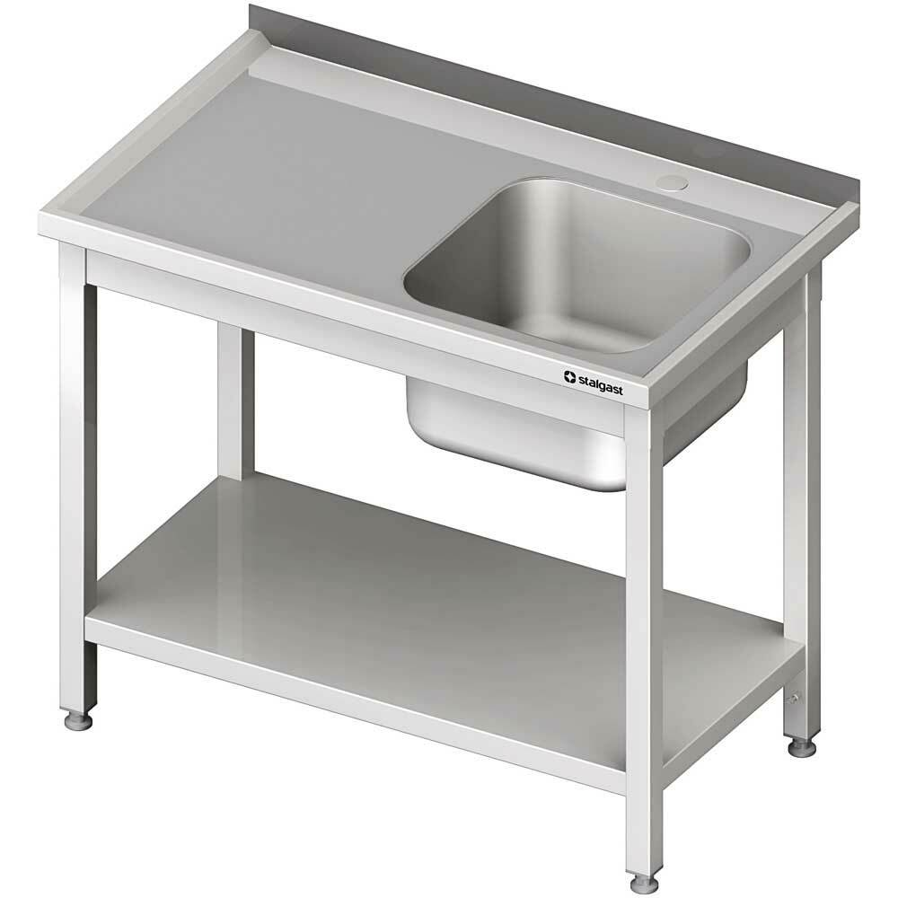 Stół ze zlewem 1-kom.(P),z półką 1700x600x850 mm spawany | Stalgast 980696170S