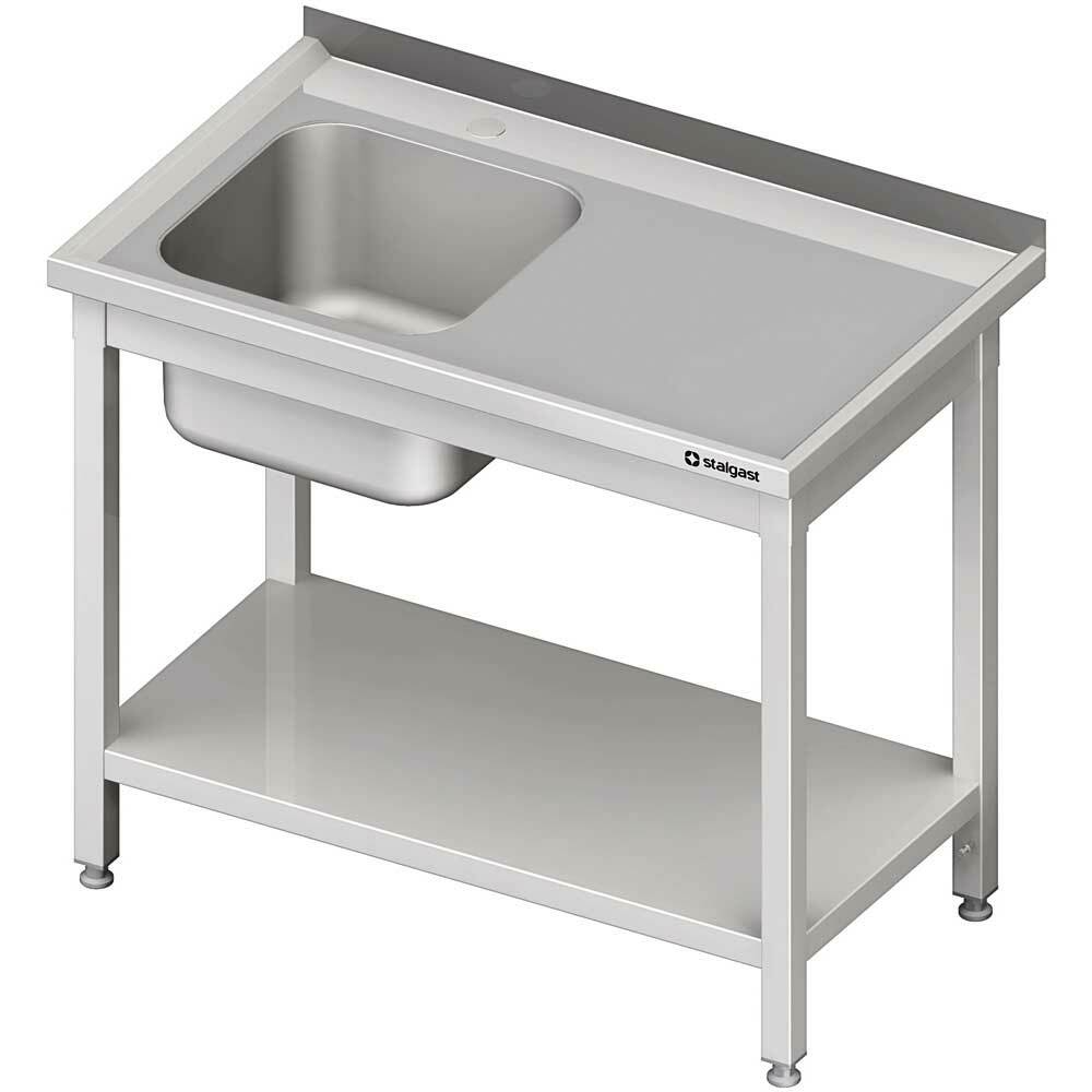 Stół ze zlewem 1-kom.(L),z półką 1500x700x850 mm spawany | Stalgast 980707150S