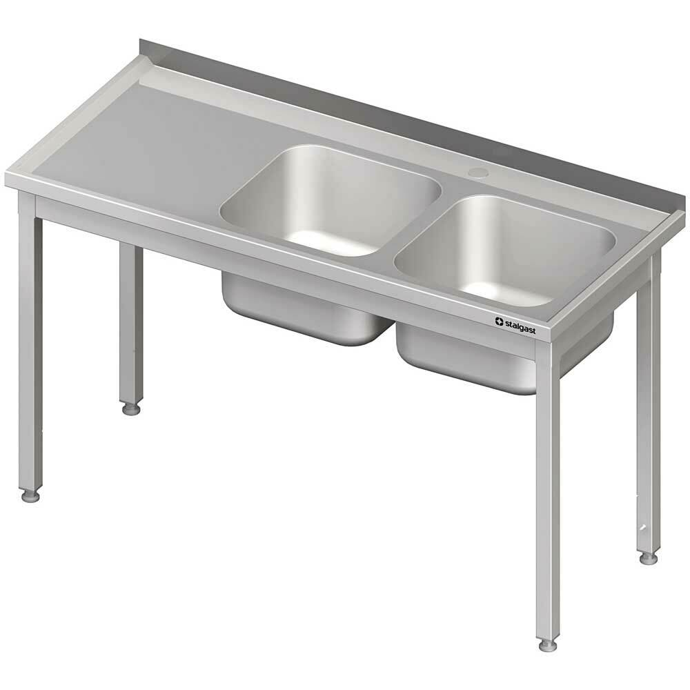 Stół ze zlewem 2-kom.(P),bez półki 1200x600x850 mm spawany | Stalgast 980776120S