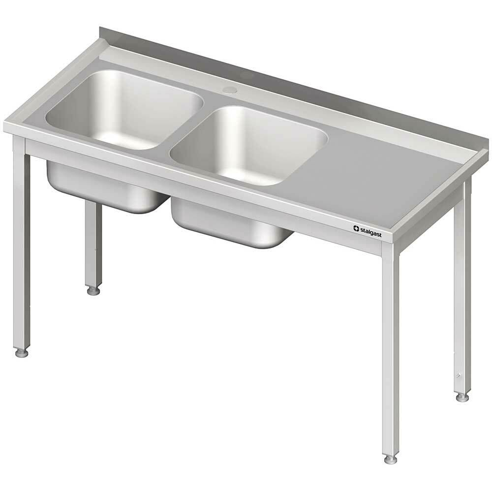 Stół ze zlewem 2-kom.(L),bez półki 1300x600x850 mm spawany | Stalgast 980796130S