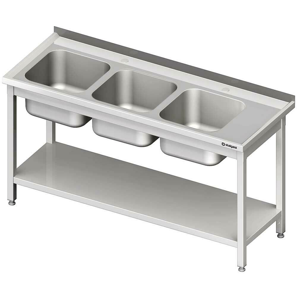 Stół ze zlewem 3-kom.(L),z półką 1700x700x850 mm spawany | Stalgast 981147170S