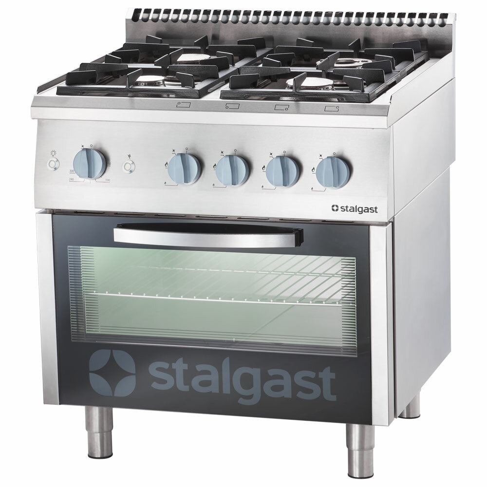 Trzon gazowy gastronomiczny, 4-Palnikowy z piekarnikiem gazowym, 22.5+5 kW, G20 | Stalgast 9710210