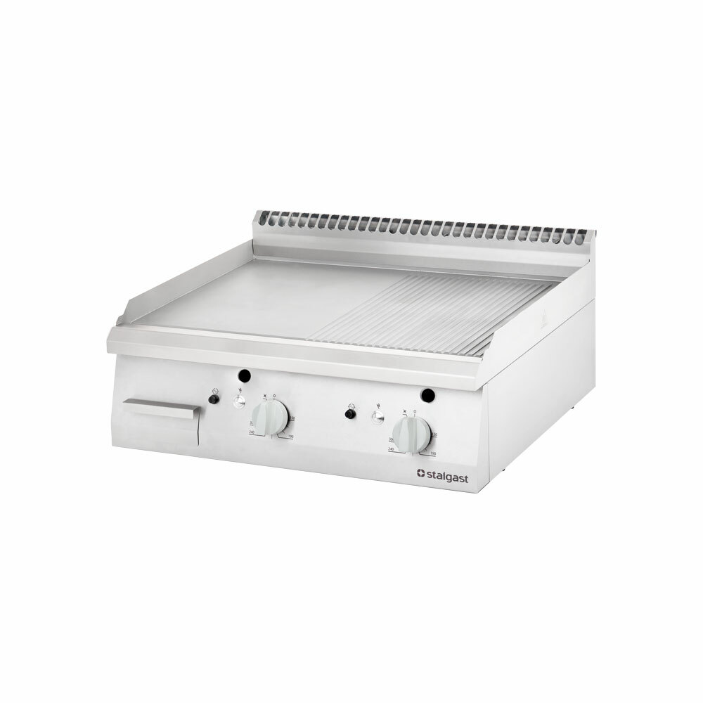 Gastronomiczna płyta grillowa gazowa, gładko-ryflowana, 13 kW, G20 | Stalgast 9731310