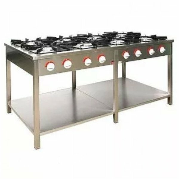 EGAZ Trzon gazowy gastronomiczny 8-palnikowy z półką, 1700x700x850 mm | Egaz TG-8745.III