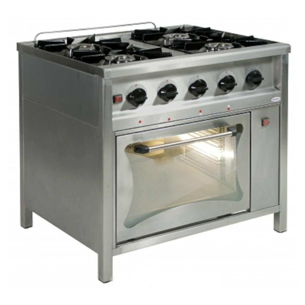 EGAZ Trzon gazowy gastronomiczny 4-palnikowy z piekarnikiem gazowym, 900x700x850 mm | Egaz TG-4724/PG-1