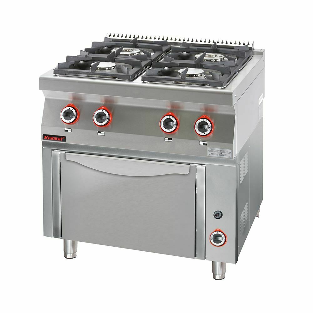 Kuchnia gazowa 4-palnikowa z piekarnikiem gazowym 800x700x900 mm | Kromet 700.KG-4/PG-1