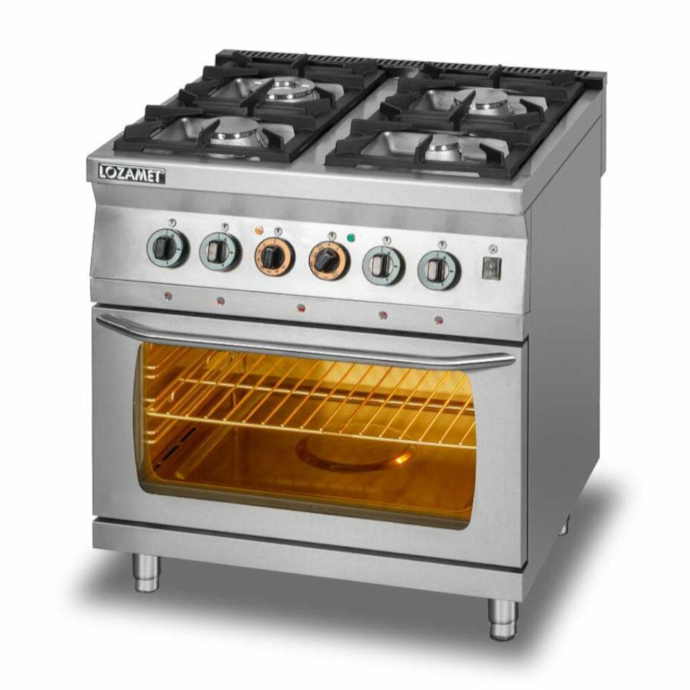Kuchnia gazowa 4-palnikowa z piekarnikiem elektrycznym GN2/1 | Lozamet L700.KG4 PE