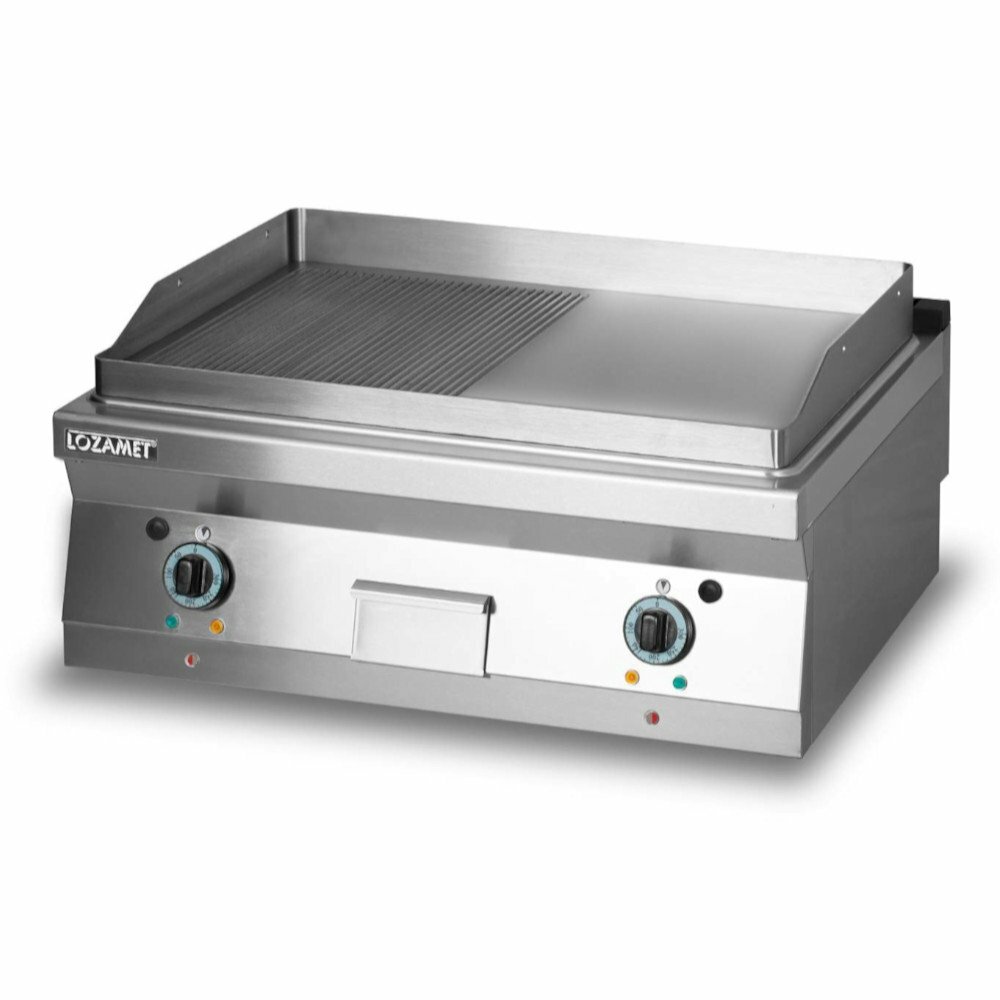 Grill płytowy elektryczny - płyta 1/2 ryflowana+1/2 gładka | Lozamet L900.GPE900RG