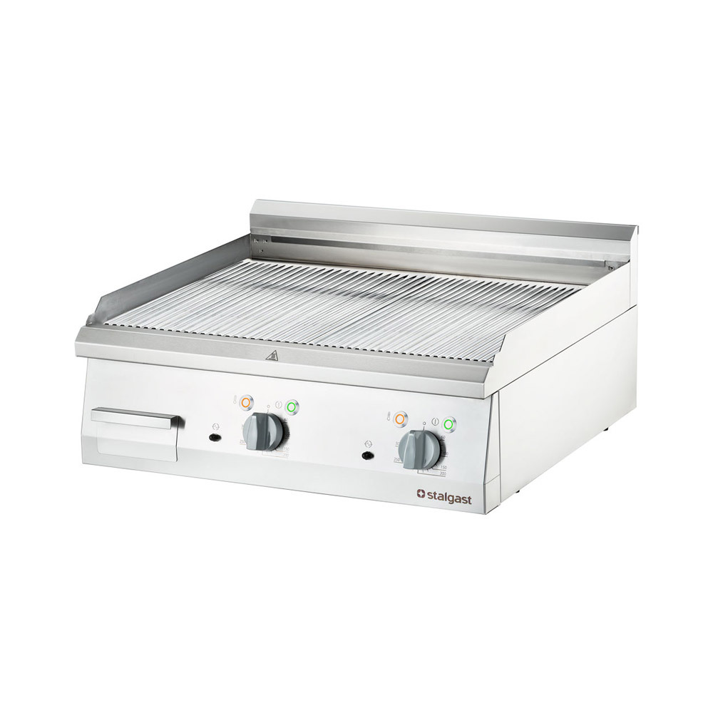 Gastronomiczna płyta grillowa elektryczna, ryflowana, 8.1 kW, chrom | Stalgast 9737200