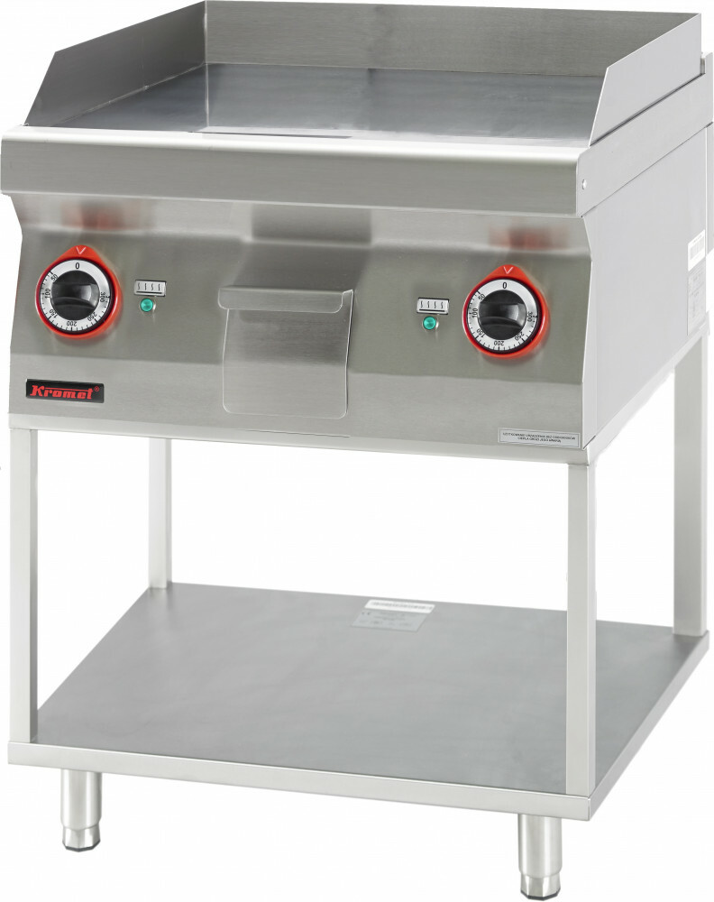Płyta grillowa gładka 600 mm 8kW na podstawie szkieletowej | Kromet 700.PBE-600G.T