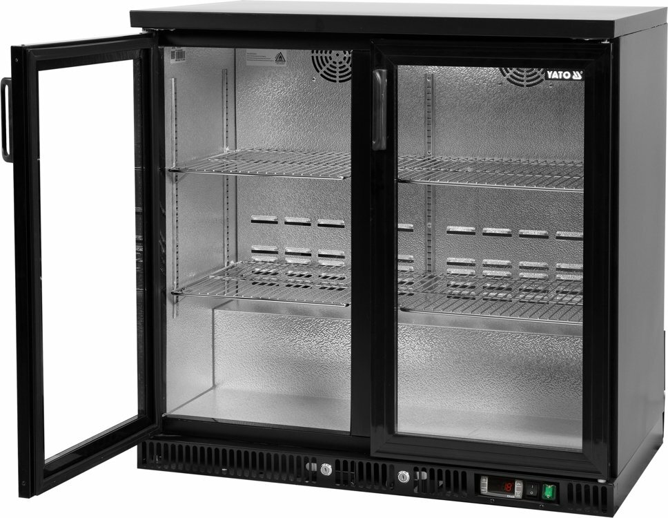 Chłodziarka podblatowa do butelek 2-drzwiowa czarna 227L | Yato Gastro YG-05355