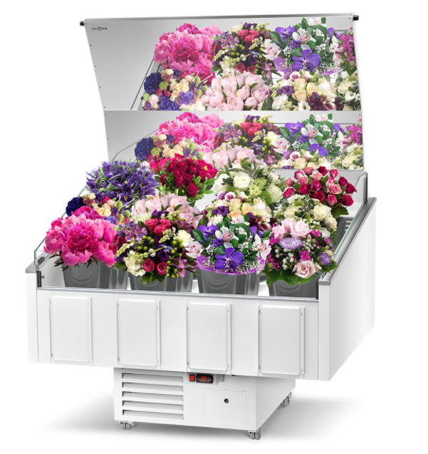 Lada chłodnicza na kwiaty 118x95x191 cm RAPA L-BK