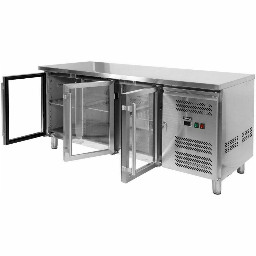 Stół chłodniczy 3-drzwiowy przeszklony 417L | Yato Gastro YG-05257
