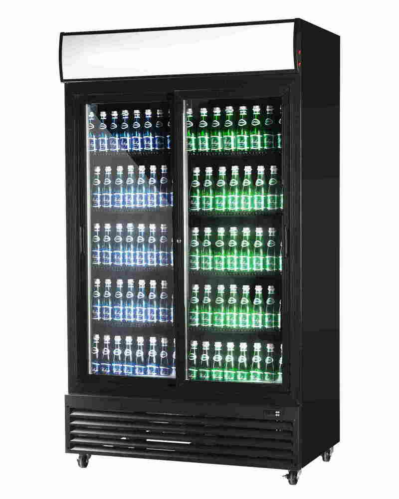 Szafa chłodnicza przeszklona RQ801SL-BLACK 800l drzwi przesuwne czarna