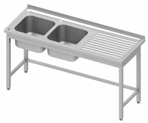 Stół nierdzewny dwukomorowy z blatem tłoczonym 1800x700x850 mm | Stalgast 983947180