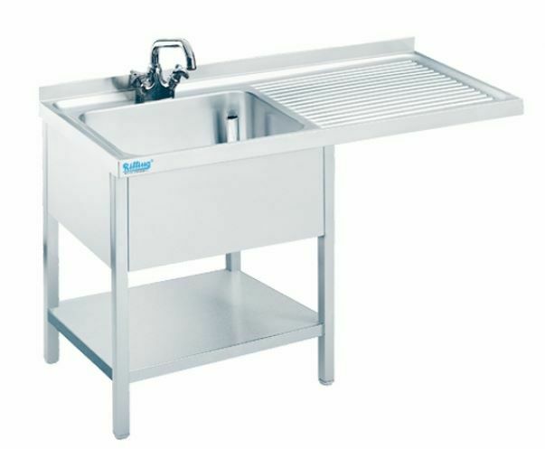 Stół ze zlewem (P) i wydłużonym ociekaczem 1200x600x850(900) mm | Rilling ASTC612C1RTZ