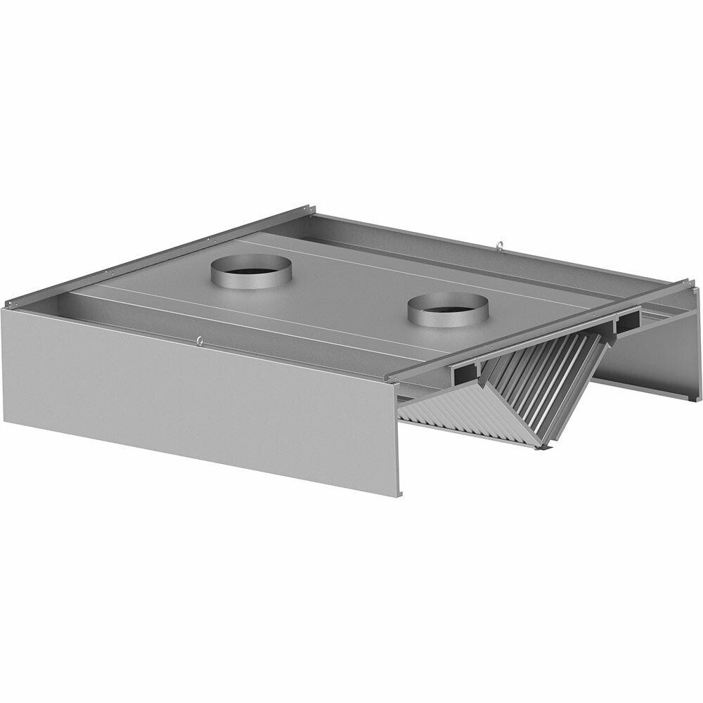 Okap gastronomczny skrzyniowy, centralny, z kompletem filtrów 2500x2200x450(H)mm | Stalgast 9820922250F