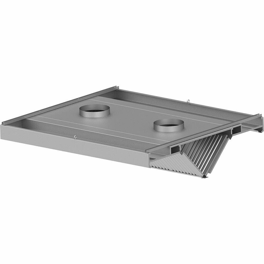 Okap do gastronomii skośny, centralny, z kpl. filtrów i ośw. LED 2000x1800x450(H)mm | Stalgast 9821118200FO