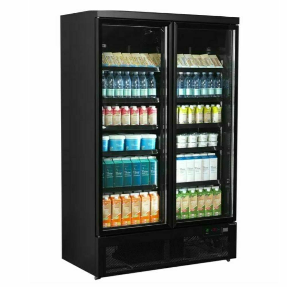 Szafa chłodnicza przeszklona 2-drzwiowa czarna 1081L | Atom Maxi C2DBB Tefcold
