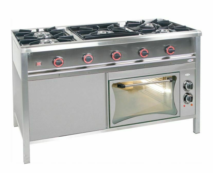 Trzon gazowy 5-palnikowy z piekarnikiem elektrycznym 1200x700x850 mm | Egaz TG-5725/PKE-3