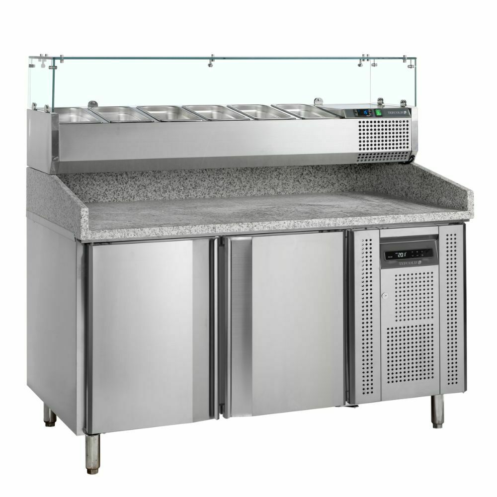 Stół chłodniczy do pizzy z nadstawką 1510x800x1445 mm | PT1200 + VK38-150 Tefcold