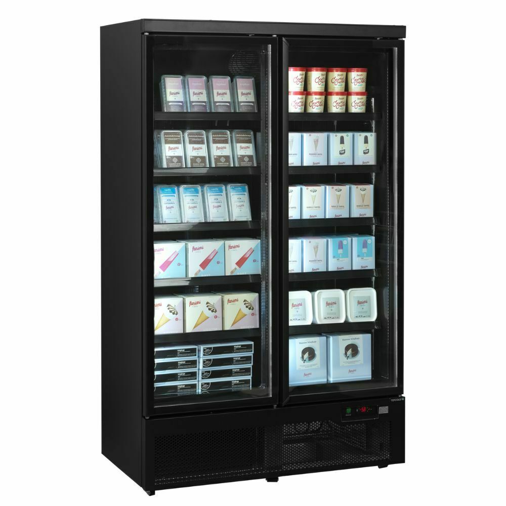 Szafa mroźnicza przeszklona 2-drzwiowa czarna 1006L  | Atom Maxi F2DBB Tefcold
