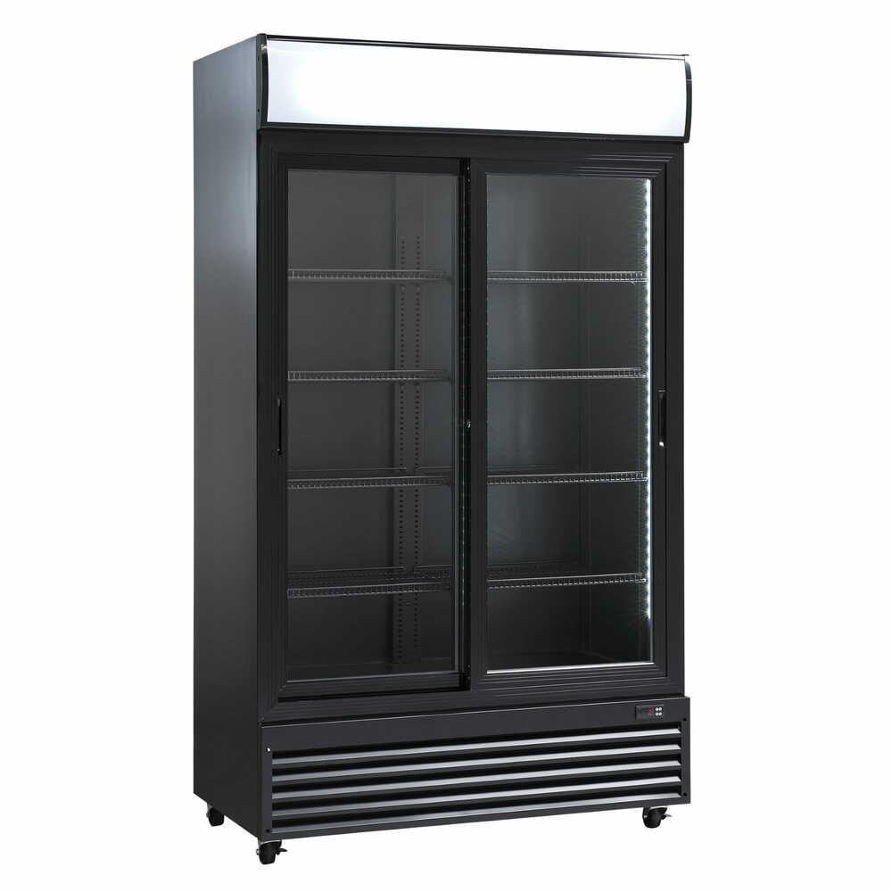 Szafa chłodnicza przeszklona SD1002BSLE | drzwi przesuwne | czarna | 670l