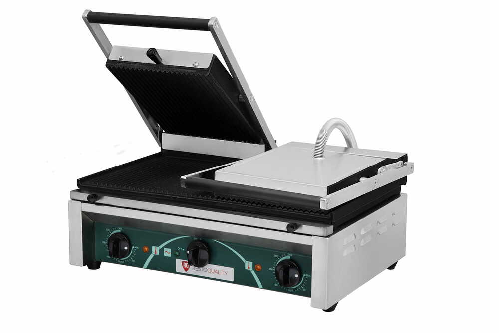 Grill elektryczny kontaktowy panini podwójny RN103-A  |  płyty ryflowane