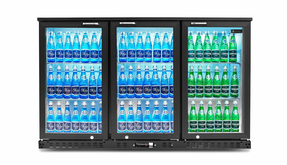 Barowa szafa chłodnicza  | chłodziarka podblatowa RQ-330HC | 3-drzwiowa | drzwi skrzydłowe | 318l