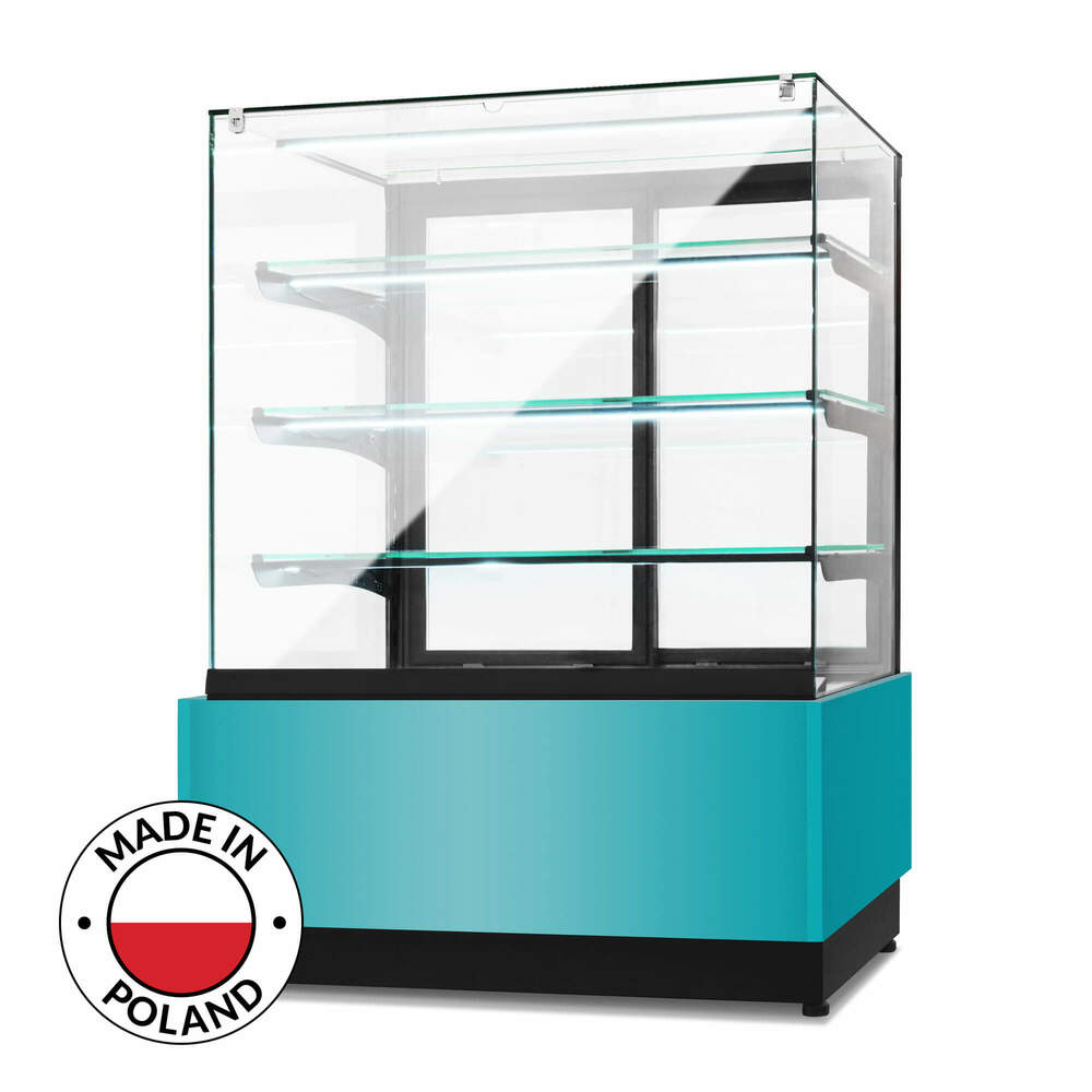 Witryna cukiernicza chłodnicza Dolce Visione Premium 1300 | podświetlany cokół | 1300x670x1300 mm