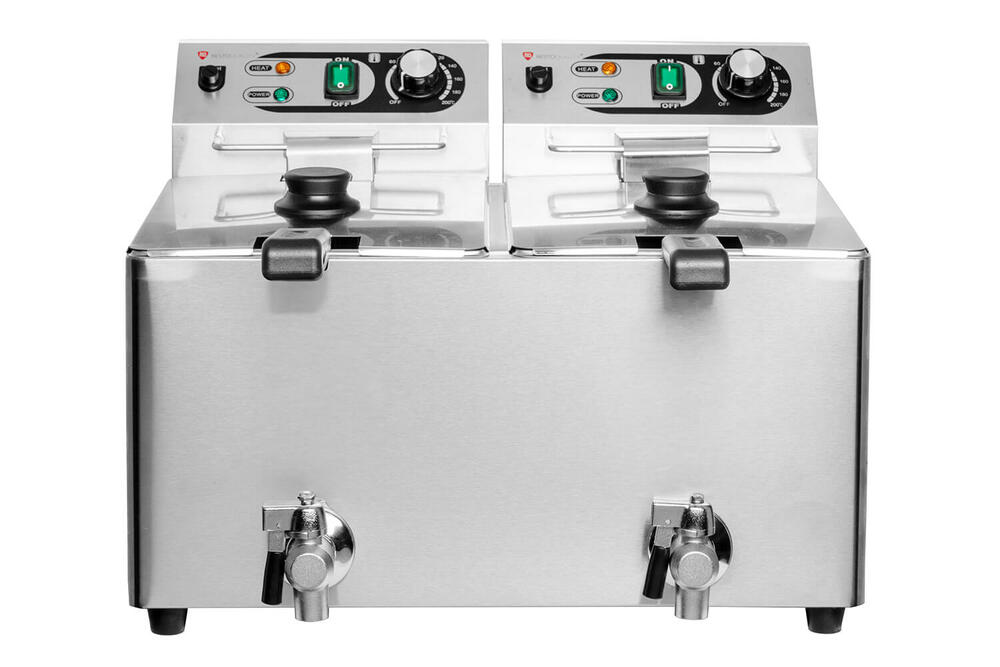 Frytownica elektryczna RQF8LV2 | podwójna | z kranem spustowym | 2x 8 l | 2x 3 kW