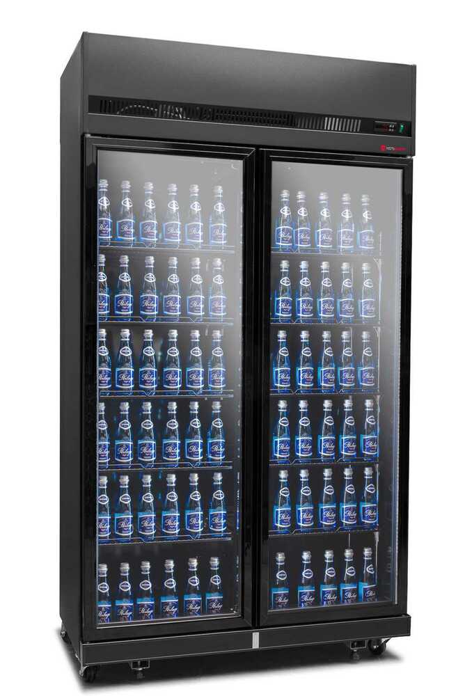 Szafa chłodnicza 2-drzwiowa przeszklona czarna | drzwi skrzydłowe | 1100x635x2000 mm | 770 l | Resto Quality RQ770-BLACK