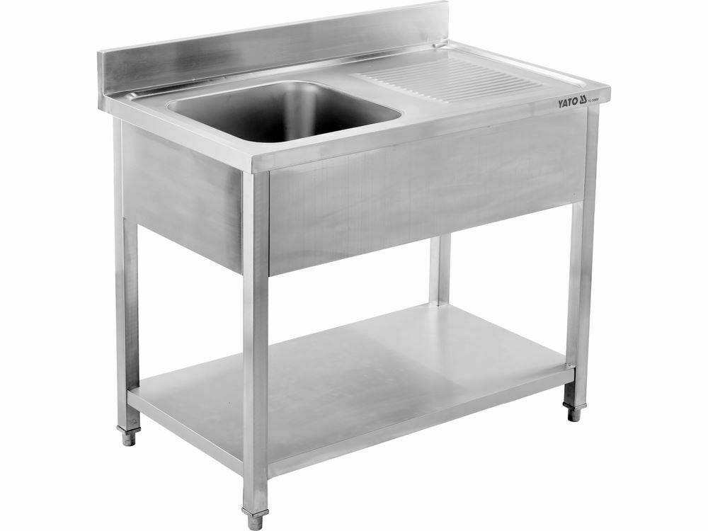 Stół nierdzewny ze zlewem 1-komorowym (L) | 1200x700x950 mm | Yato Gastro YG-30904