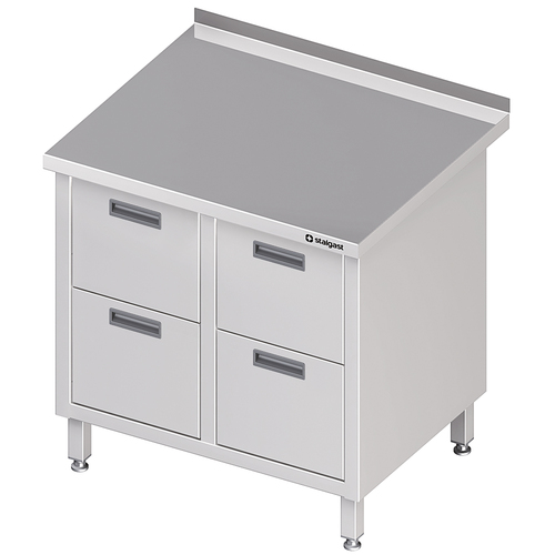 Stół przyścienny z blokiem czterech szuflad 840x600x850 mm | Stalgast 980226840