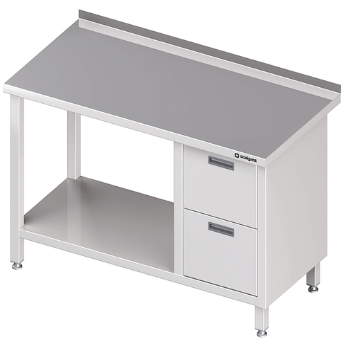 Stół przyścienny z blokiem dwóch szuflad (P),i półką 1700x700x850 mm | Stalgast 980277170