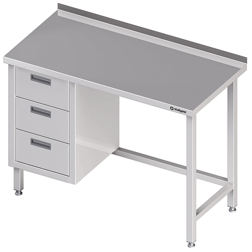 Stół przyścienny z blokiem trzech szuflad (L),bez półki 1400x700x850 mm | Stalgast 980367140