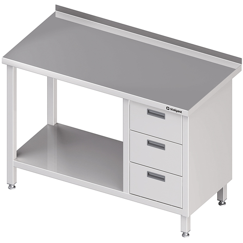 Stół przyścienny z blokiem trzech szuflad (P),i półką 1700x700x850 mm | Stalgast 980397170